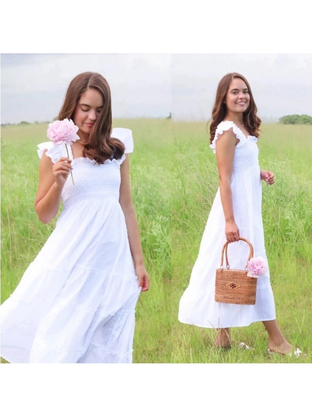 Hill House The Ellie Nap Dress Sheer White Swiss Dot